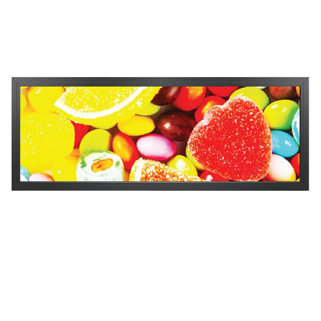 High quality supermarket ultra wide edge stretched LCD commercial shelf advertising display lcd bar 